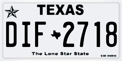 TX license plate DIF2718