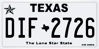 TX license plate DIF2726
