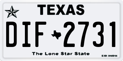 TX license plate DIF2731
