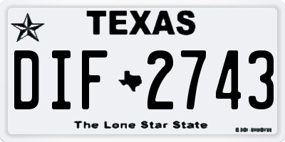 TX license plate DIF2743