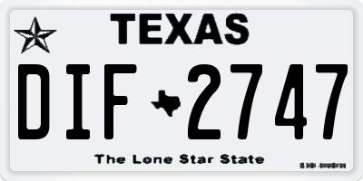 TX license plate DIF2747