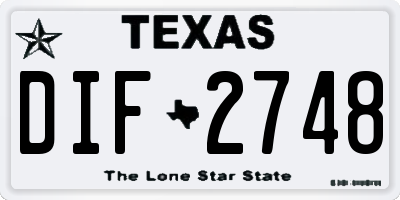 TX license plate DIF2748