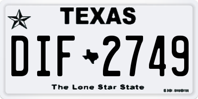 TX license plate DIF2749