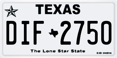 TX license plate DIF2750