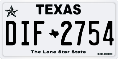 TX license plate DIF2754
