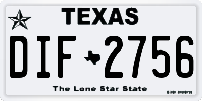 TX license plate DIF2756