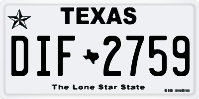 TX license plate DIF2759