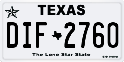 TX license plate DIF2760