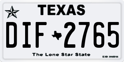 TX license plate DIF2765