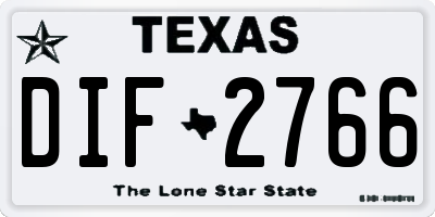 TX license plate DIF2766