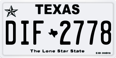 TX license plate DIF2778