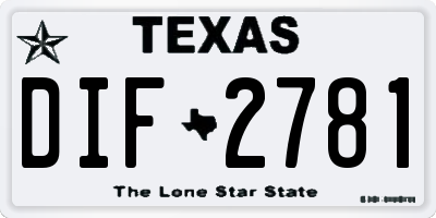 TX license plate DIF2781