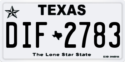 TX license plate DIF2783