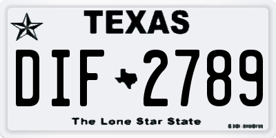 TX license plate DIF2789