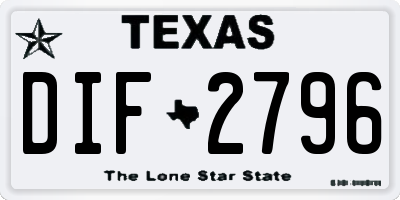 TX license plate DIF2796