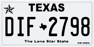 TX license plate DIF2798