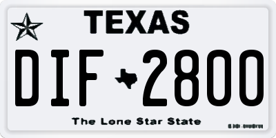 TX license plate DIF2800