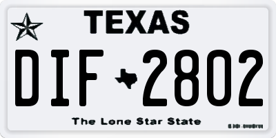 TX license plate DIF2802