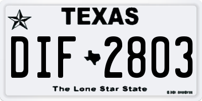 TX license plate DIF2803