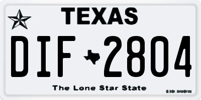 TX license plate DIF2804