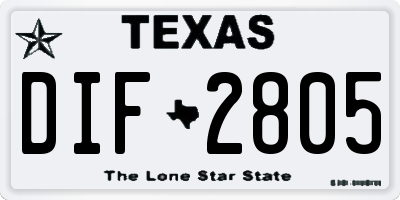 TX license plate DIF2805
