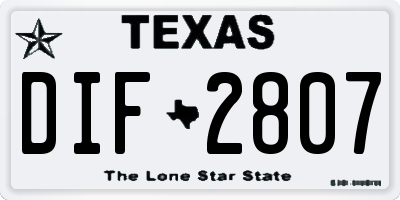 TX license plate DIF2807