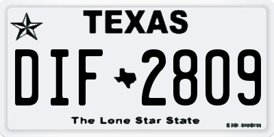 TX license plate DIF2809