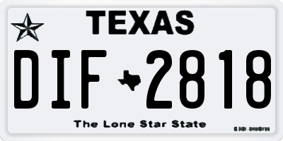 TX license plate DIF2818
