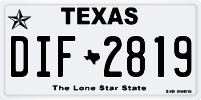 TX license plate DIF2819