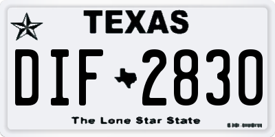 TX license plate DIF2830