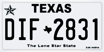 TX license plate DIF2831