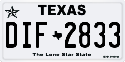 TX license plate DIF2833