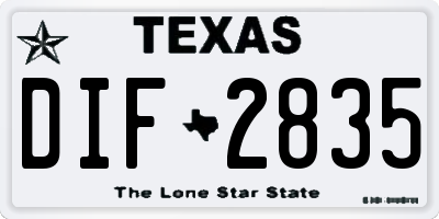 TX license plate DIF2835