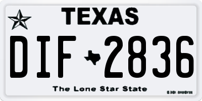 TX license plate DIF2836