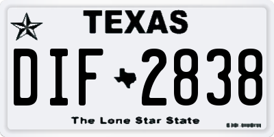 TX license plate DIF2838