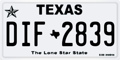 TX license plate DIF2839