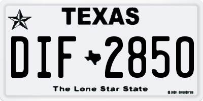 TX license plate DIF2850