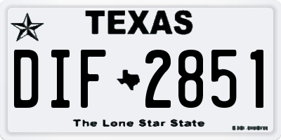 TX license plate DIF2851
