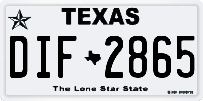 TX license plate DIF2865