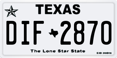 TX license plate DIF2870