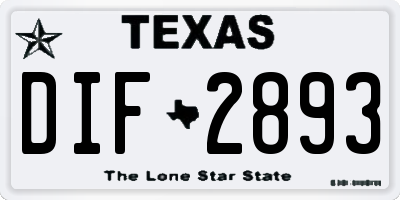 TX license plate DIF2893