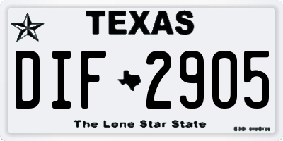 TX license plate DIF2905