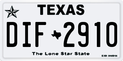 TX license plate DIF2910
