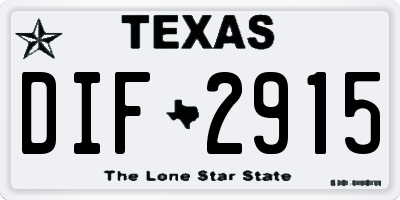TX license plate DIF2915