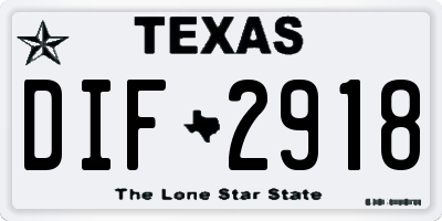 TX license plate DIF2918