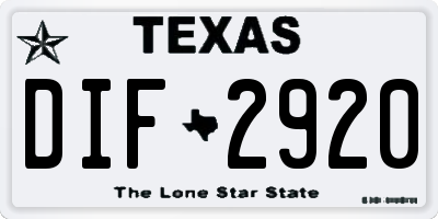 TX license plate DIF2920