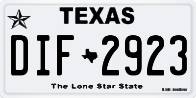 TX license plate DIF2923