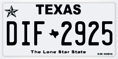 TX license plate DIF2925
