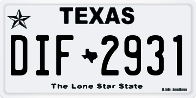TX license plate DIF2931