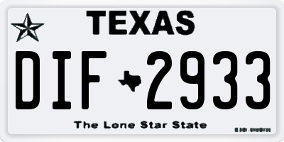 TX license plate DIF2933
